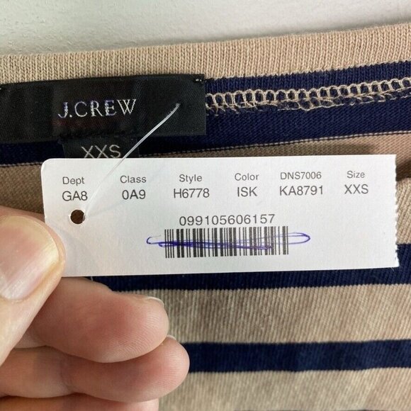 J.Crew $50 Structured Boatneck T-Shirt In Stripe Size XXS H6778 - Picture 6 of 6